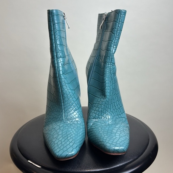 RAID Teal faux Croc-Embossed Ankle Boots - Picture 4 of 6